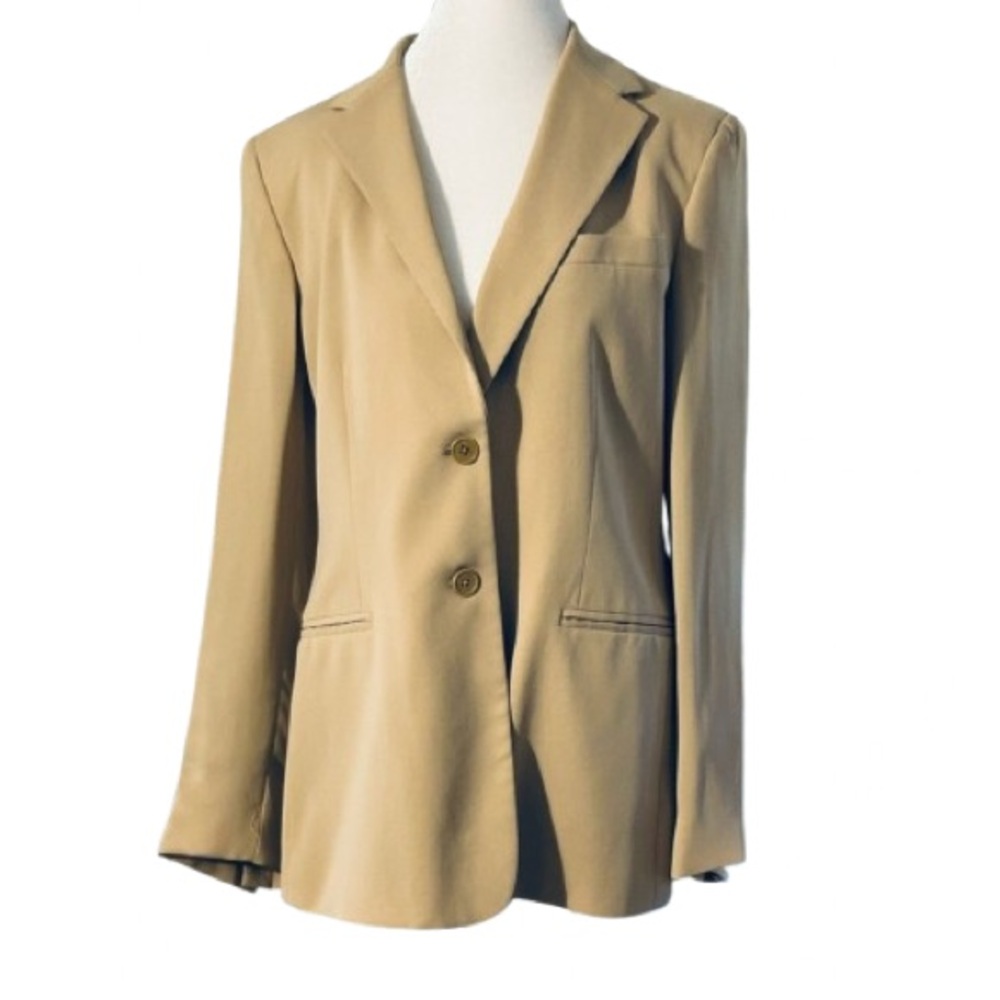 Vintage Ralph Blazer Tan Size 6 Small Jacket Designer Button Logo Polo Brown